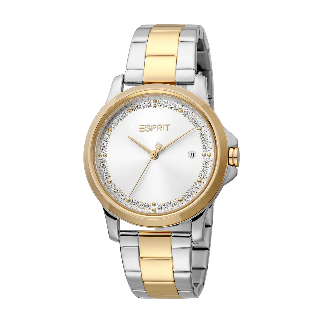 Esprit Women's 2 Hands With Date Fashion Quartz Analog Two Tone Silver and Gold Watch