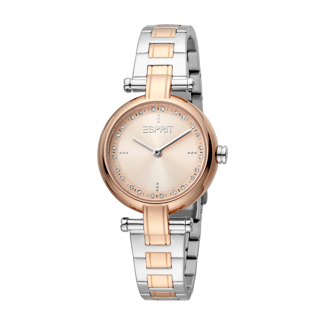 Esprit Women's 2 Hands Fashion Quartz Analog Two Tone Silver and Rose Gold Watch