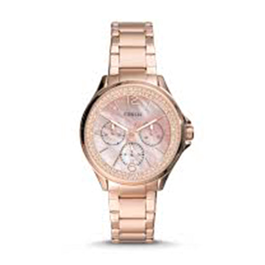 Fossil Mother of Pearl Analog Women's Watch Gold Plated Metal Bracelet