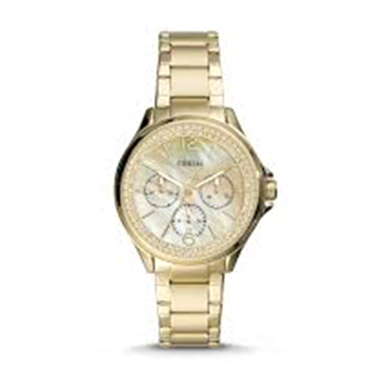 Fossil Mother of Pearl Analog Women's Watch Gold Plated Metal Bracelet