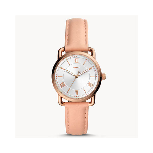 Fossil Analog Women's Watch Gold Plated Leather Strap
