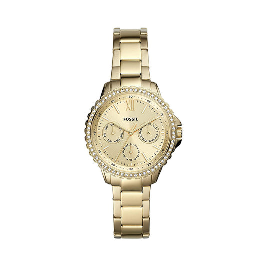 Fossil Analog Women's Watch Gold Plated Metal Bracelet