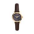 Fossil Mother of Pearl Analog Women's Watch Gold Plated Leather Strap