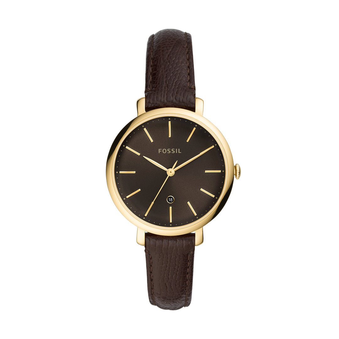 Fossil Analog Women's Watch Gold Plated Leather Strap - ES4969