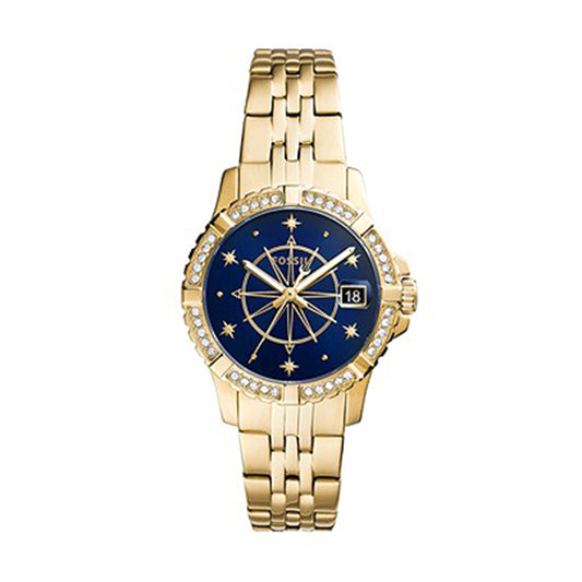 Fossil Analog Women's Watch Gold Plated Metal Bracelet