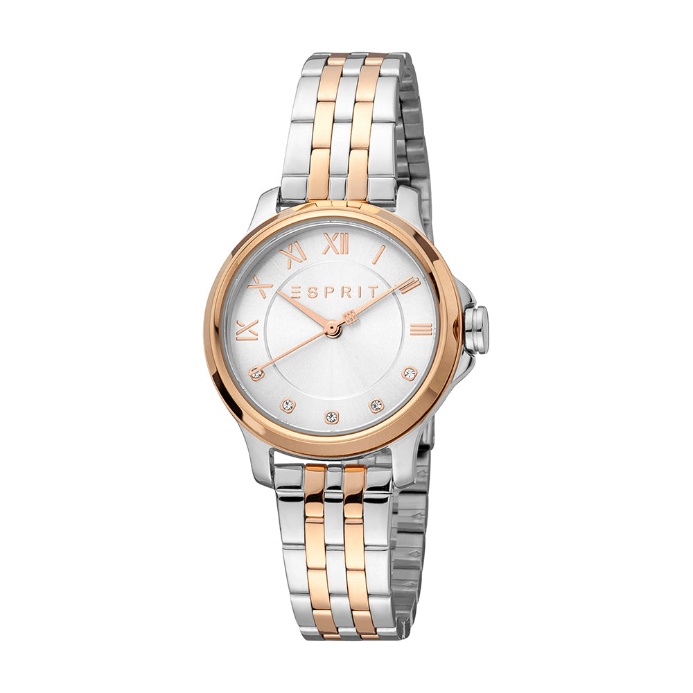 Esprit Women's Bent Ii Fashion Quartz Two Tone Silver and Rose Gold Watch