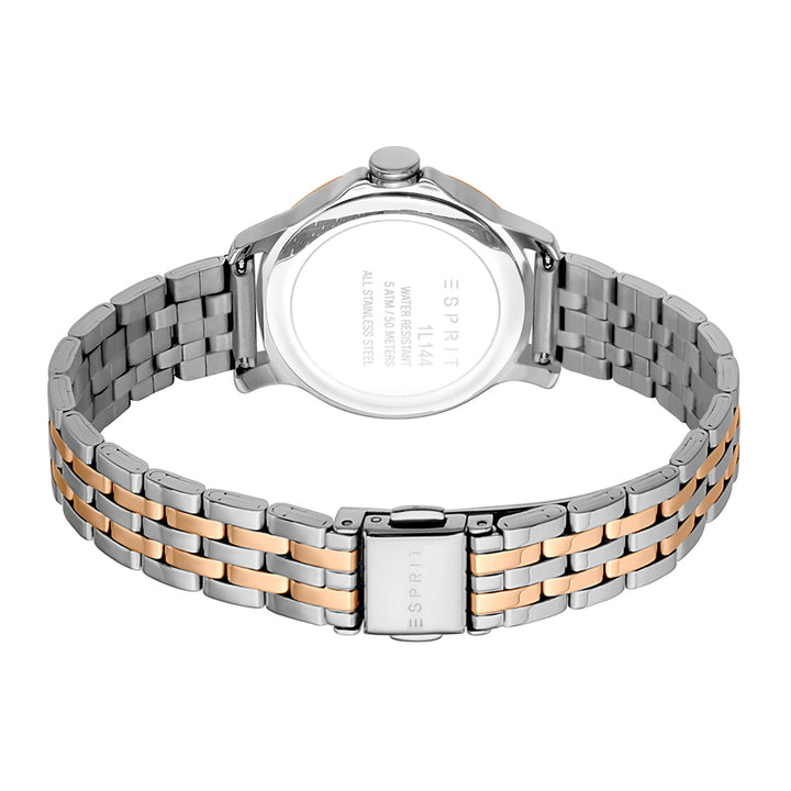 Esprit Women's Bent Ii Fashion Quartz Two Tone Silver and Rose Gold Watch