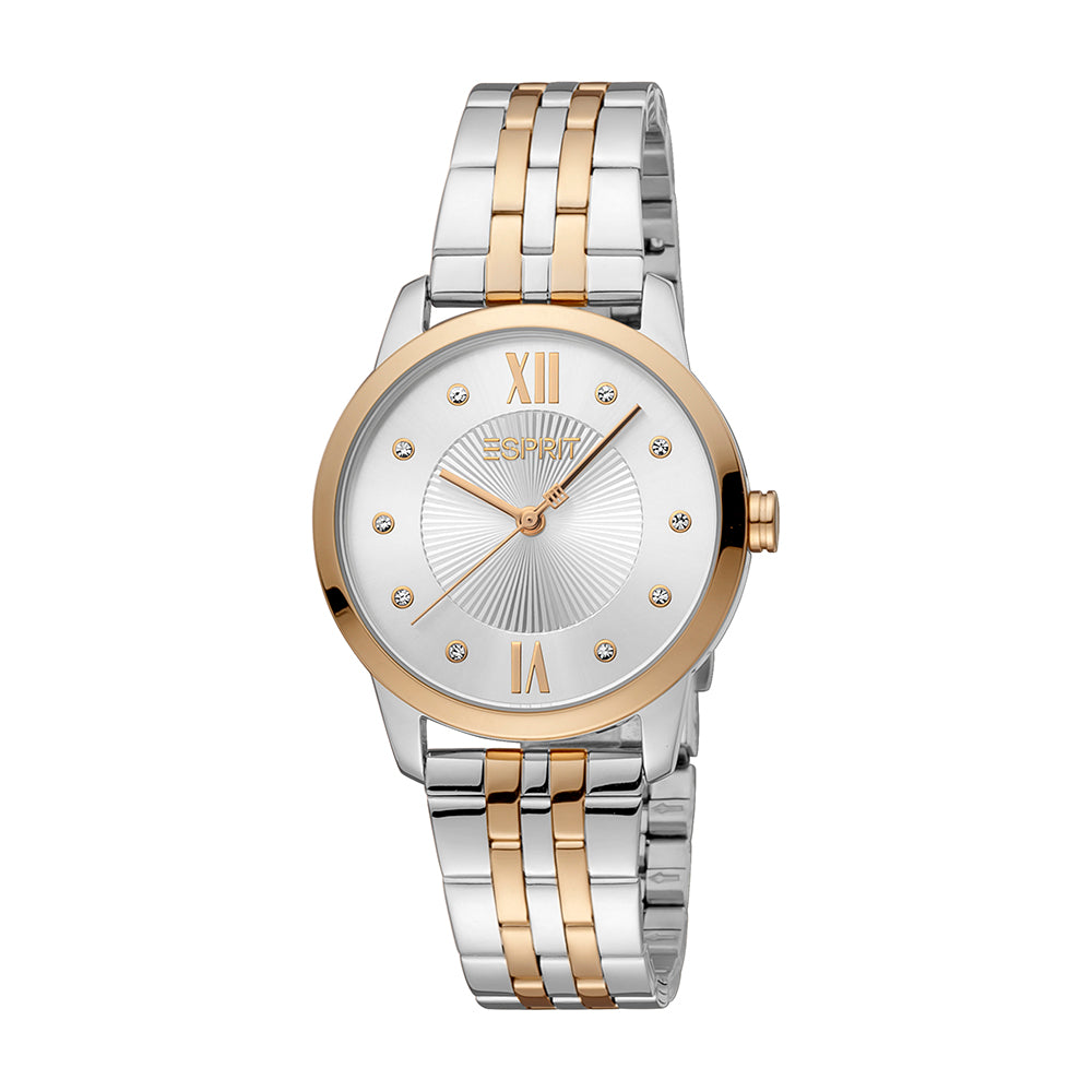 Esprit Women's Lille Fashion Quartz Two Tone Silver and Rose Gold Watch