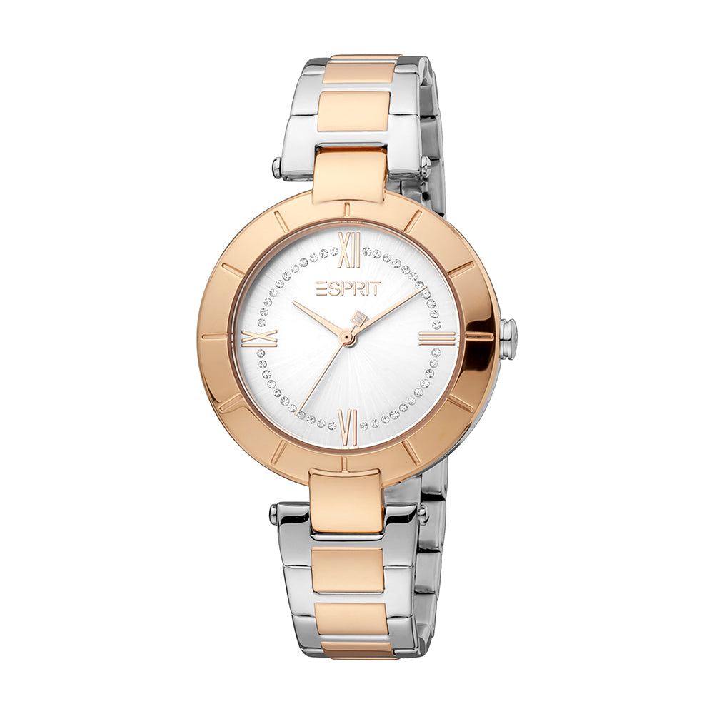 Esprit Women's Aria Fashion Quartz Two Tone Silver and Rose Gold Watch