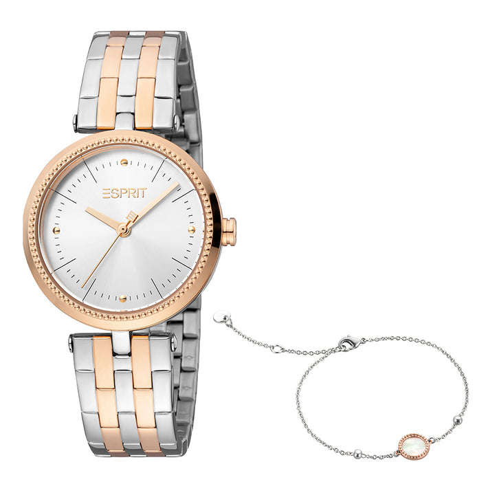 Esprit Women's Beth Fashion Quartz Two Tone Silver and Rose Gold Watch