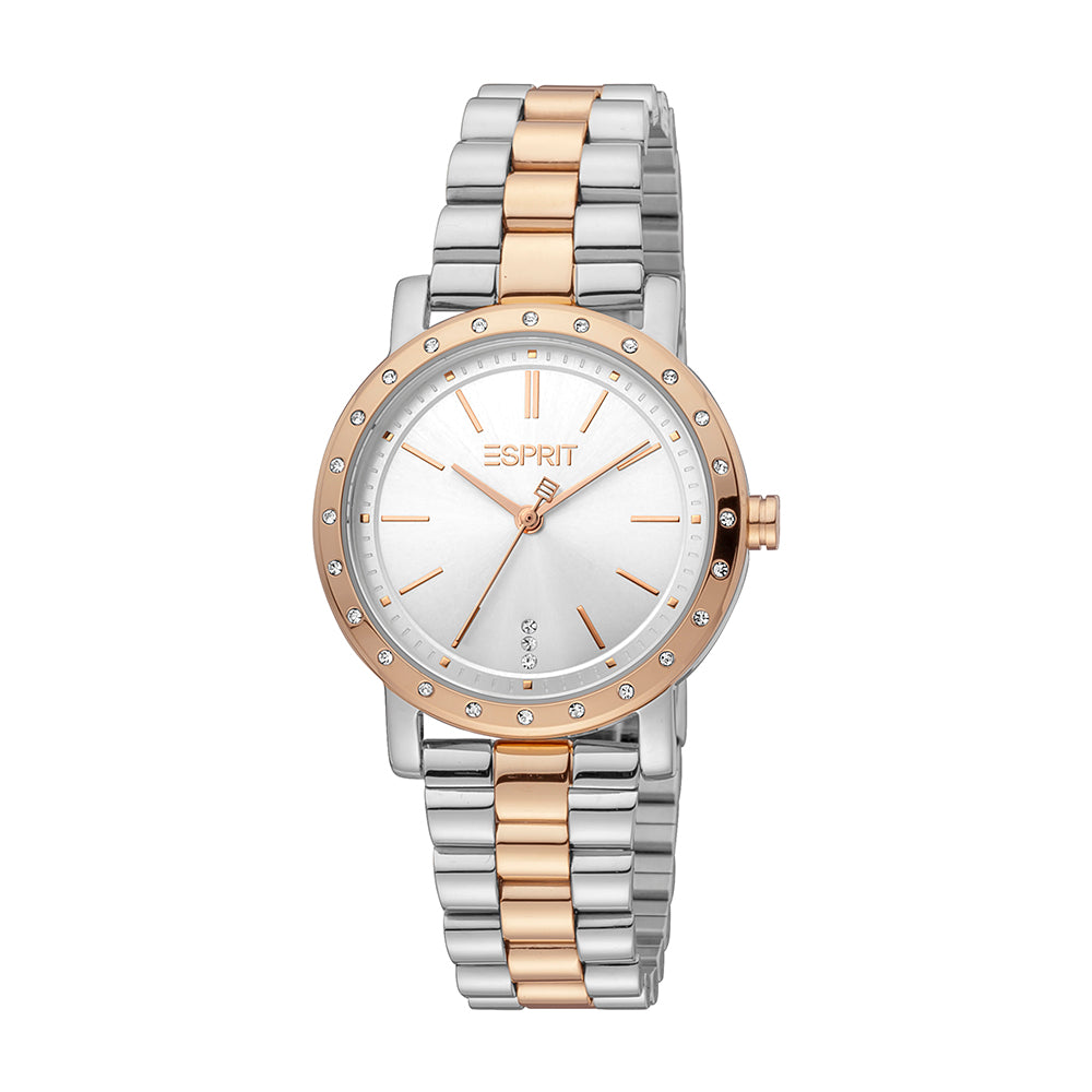 Esprit Women's Luna Fashion Quartz Two Tone Silver and Rose Gold Watch