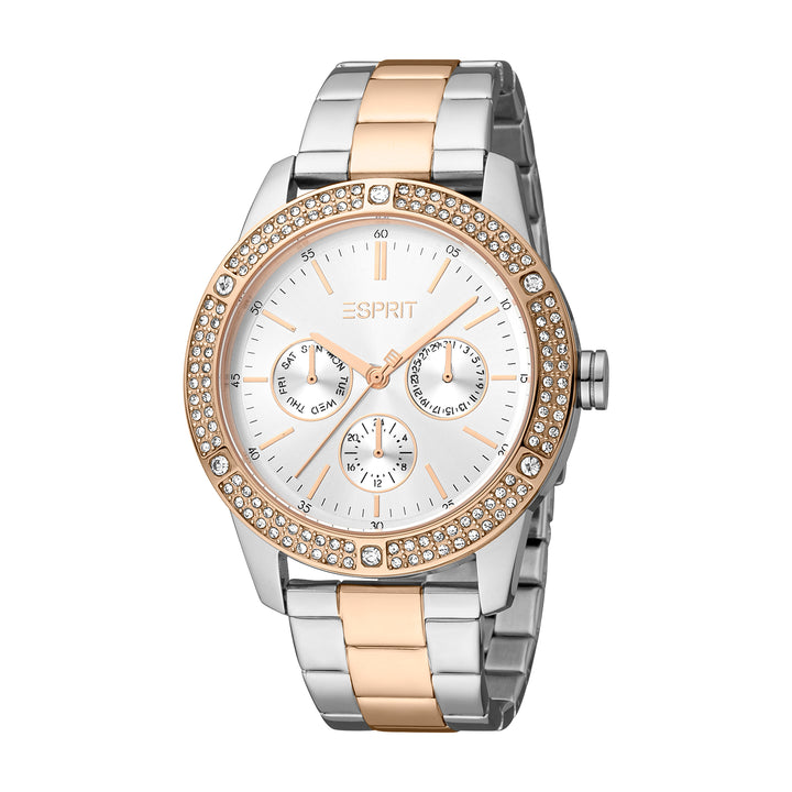 Esprit Women's Amara Fashion Quartz Two Tone Silver and Rose Gold Watch