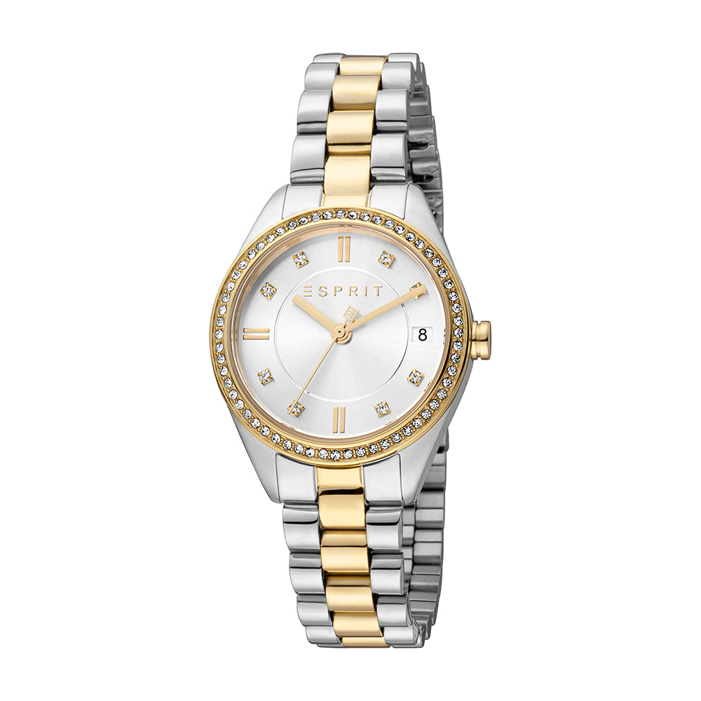 Esprit Women's Alia Date Fashion Quartz Two Tone Silver and Gold Watch
