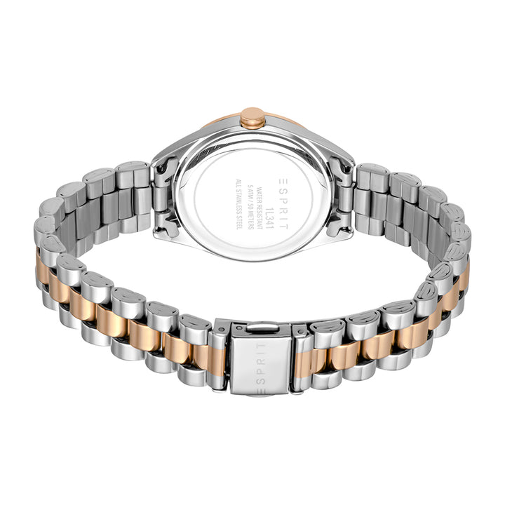 Esprit Women's Alia Date Fashion Quartz Two Tone Silver and Rose Gold Watch