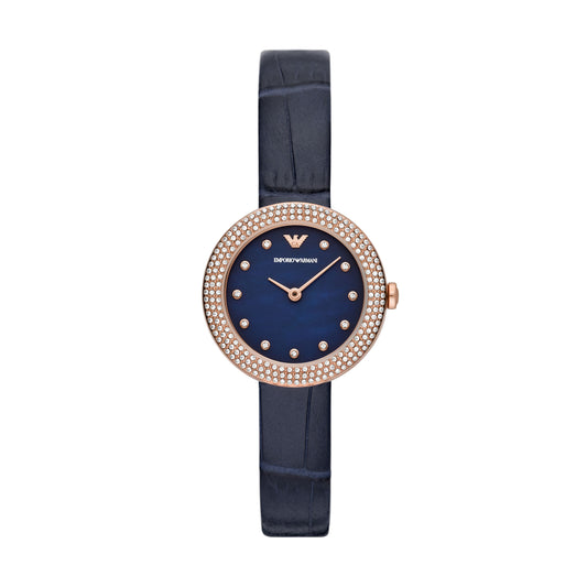 Emporio Armani Analog Watch 0 JWL GP Leather Strap