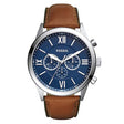 Fossil Analog Men's Watch Stainless Steel Leather Strap