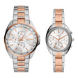 Fossil Couple Set His Her Two Tone Stainless Steel Watches