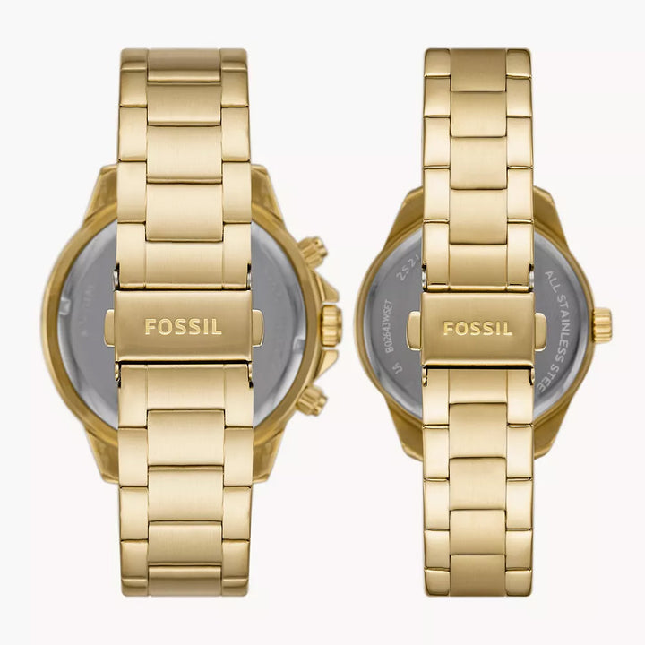 Fossil Bannon Stainless Steel Couple Watch - BQ2643SET