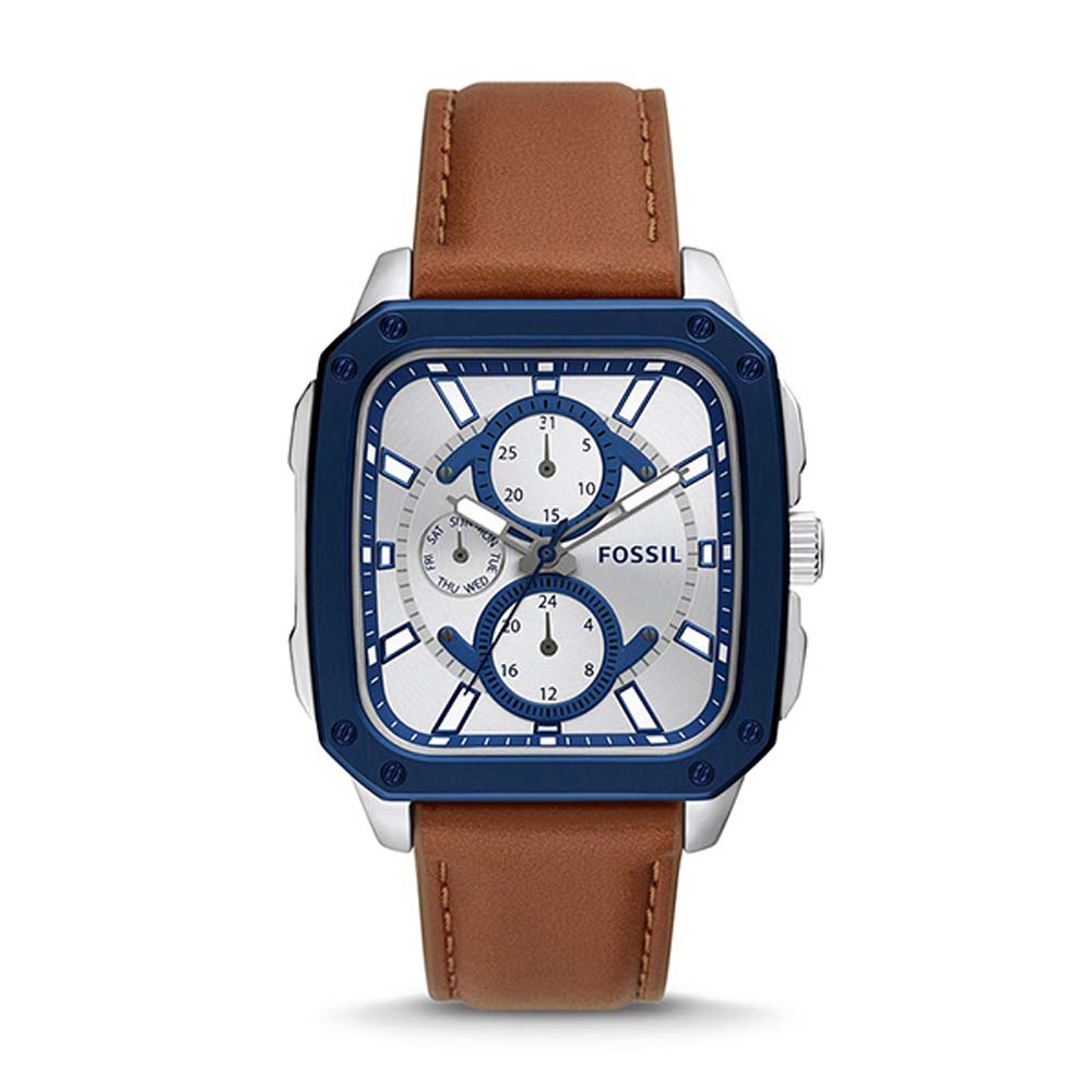 Fossil Analog Men's Watch Stainless Steel Leather Strap