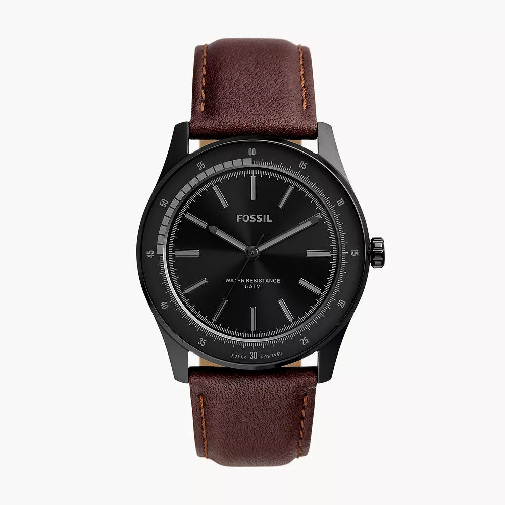 Fossil Sullivan Men's Solar-Powered Brown Leather Watch - BQ2666
