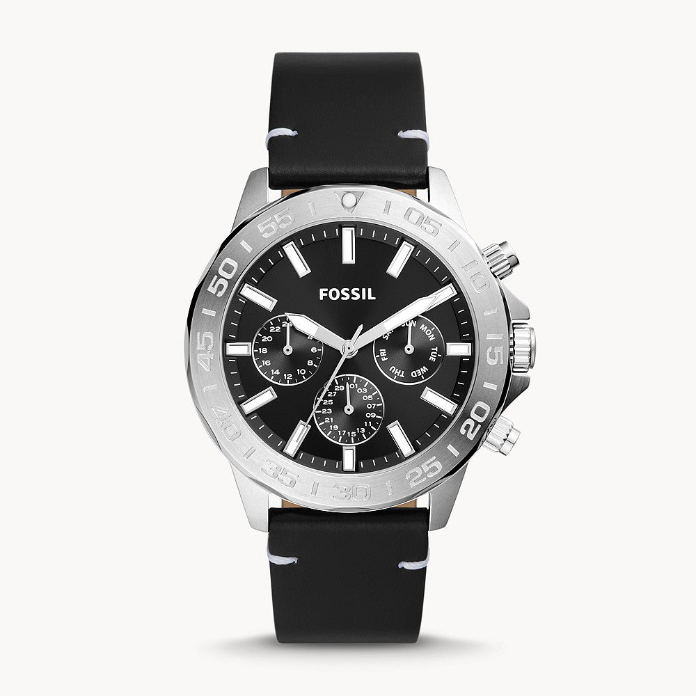 Fossil Bannon Silver Leather Men's Watch - BQ2708 – The Watch House