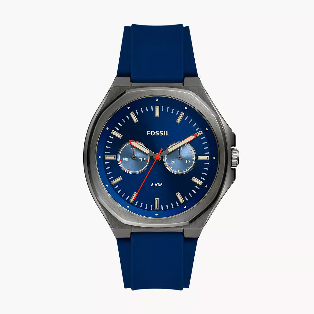Fossil Evanston Men's Multifunction Blue Silicone Watch - BQ2773
