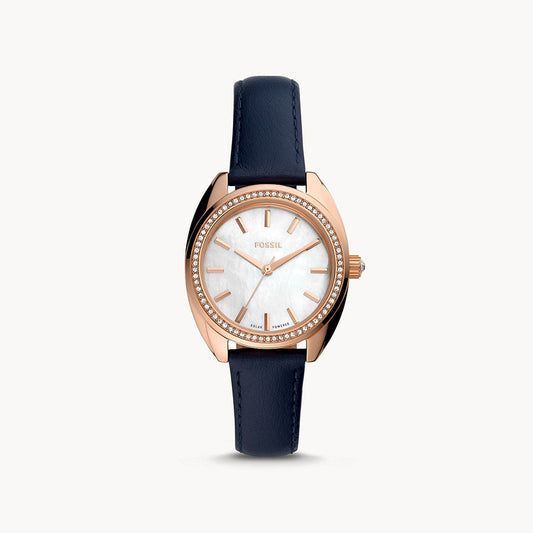 Fossil Vale Solar-Powered Blue Leather Women's Watch