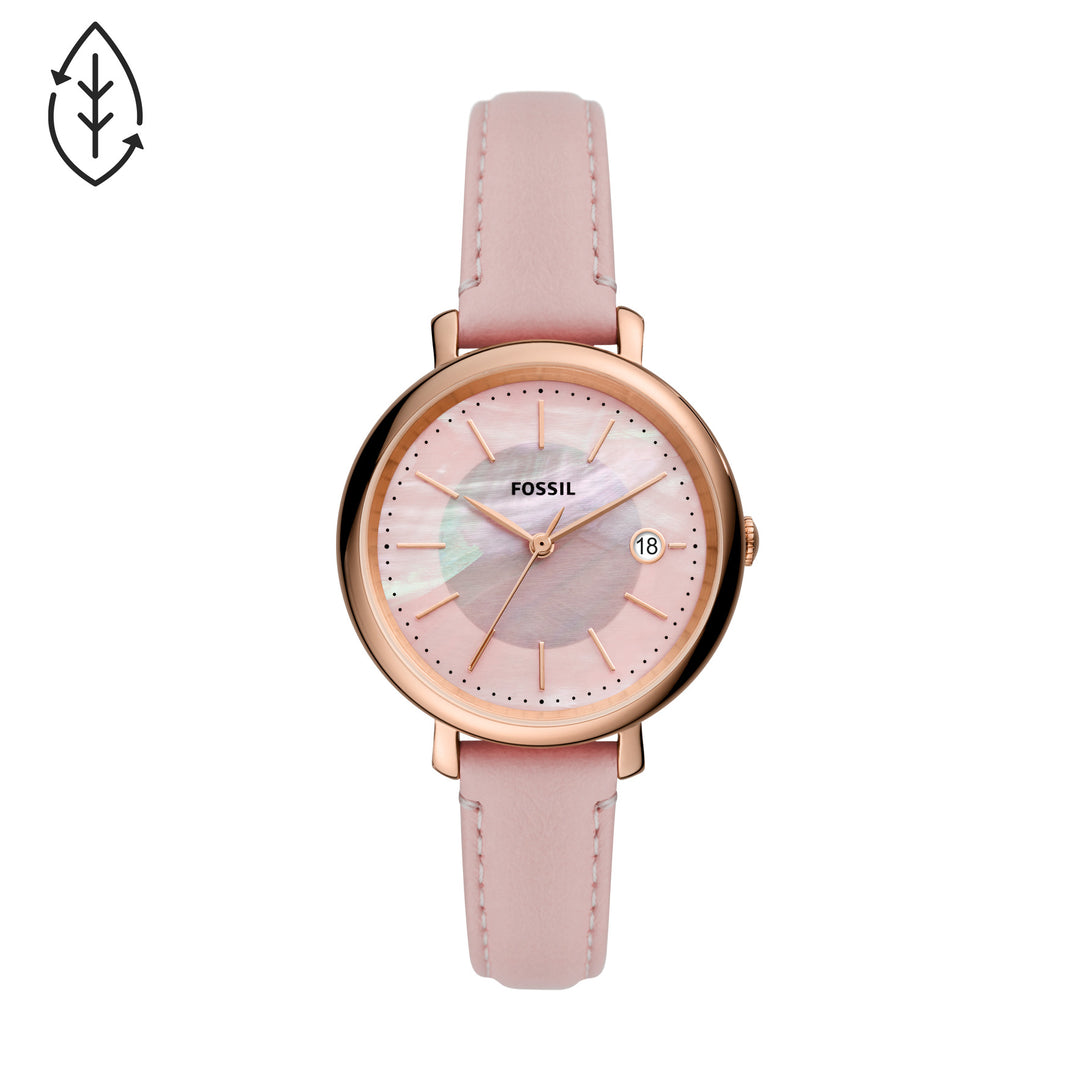 Fossil Mother of Pearl Analog Women's Watch Gold Plated Leather Strap - ES5092