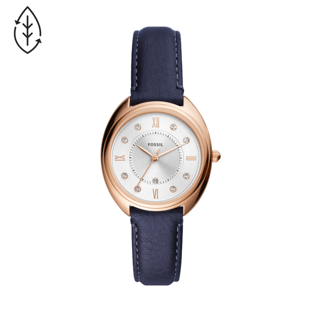 Fossil Analog Women's Watch Gold Plated Leather Strap - ES5116