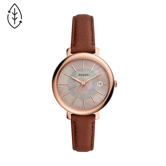 Fossil Analog Women's Watch Gold Plated Leather Strap