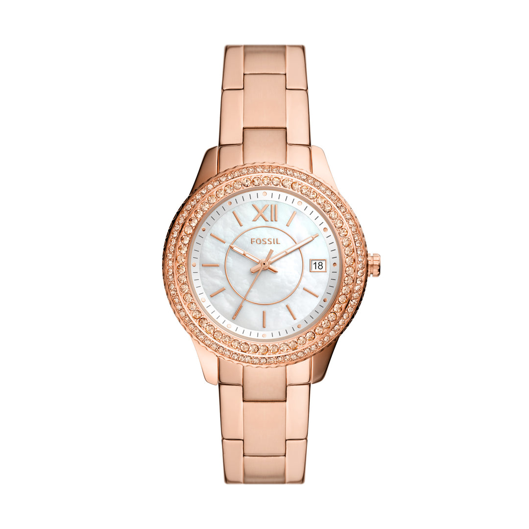 Fossil Stella Three-Hand Date Rose Gold-Tone Stainless Steel Women's Watch - ES5131