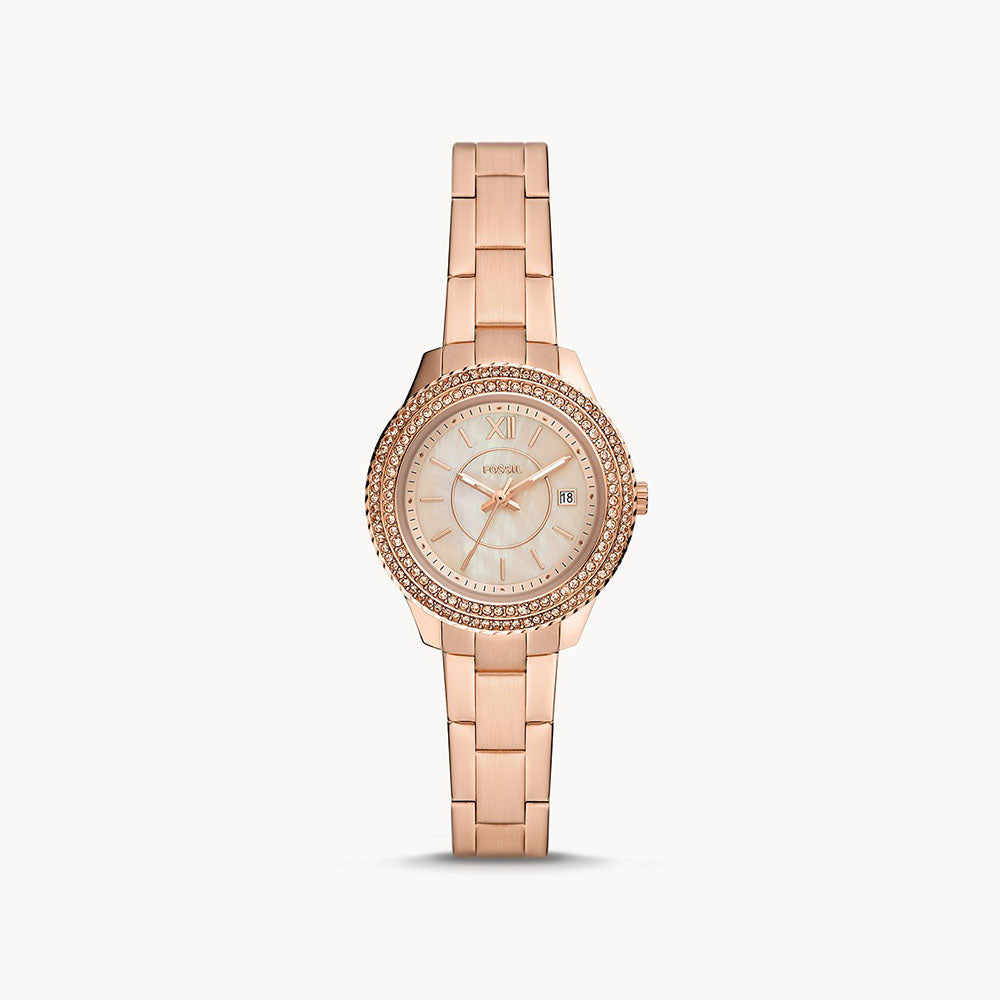 Fossil Stella Three-Hand Date Rose Gold-Tone Stainless Steel Women's Watch