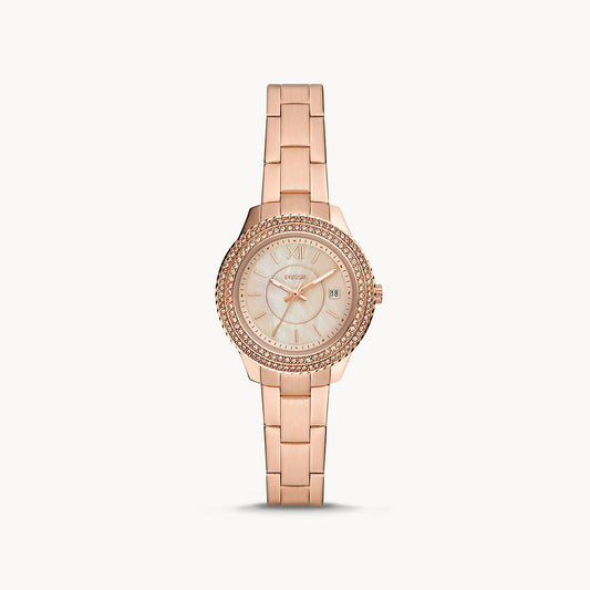 Fossil Stella Three-Hand Date Rose Gold-Tone Stainless Steel Women's Watch