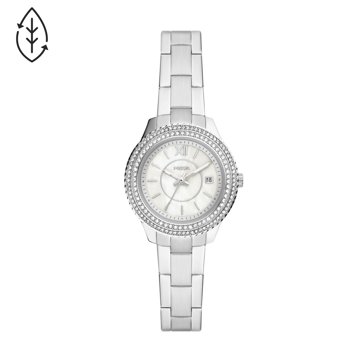 Fossil Mother of Pearl Analog Women's Watch Stainless Steel Metal Bracelet