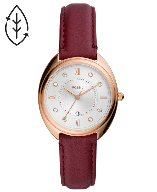 Fossil Analog Women's Watch Gold Plated Leather Strap