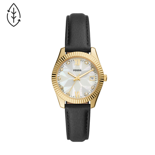 Fossil Scarlette Mini Three-Hand Date Black Eco Leather Women's Watch