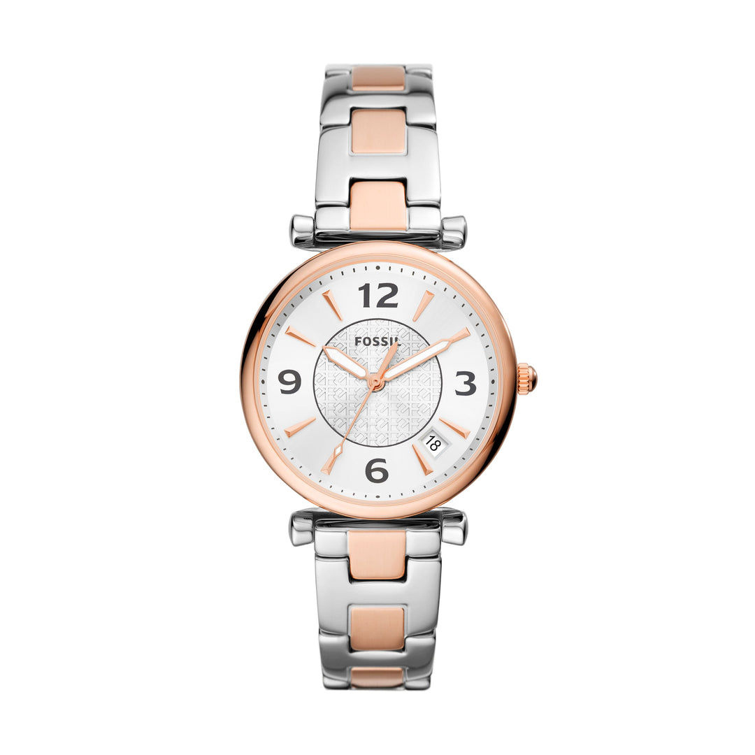 Fossil Carlie Three-Hand Date Two-Tone Stainless Steel Women's Watch - ES5156