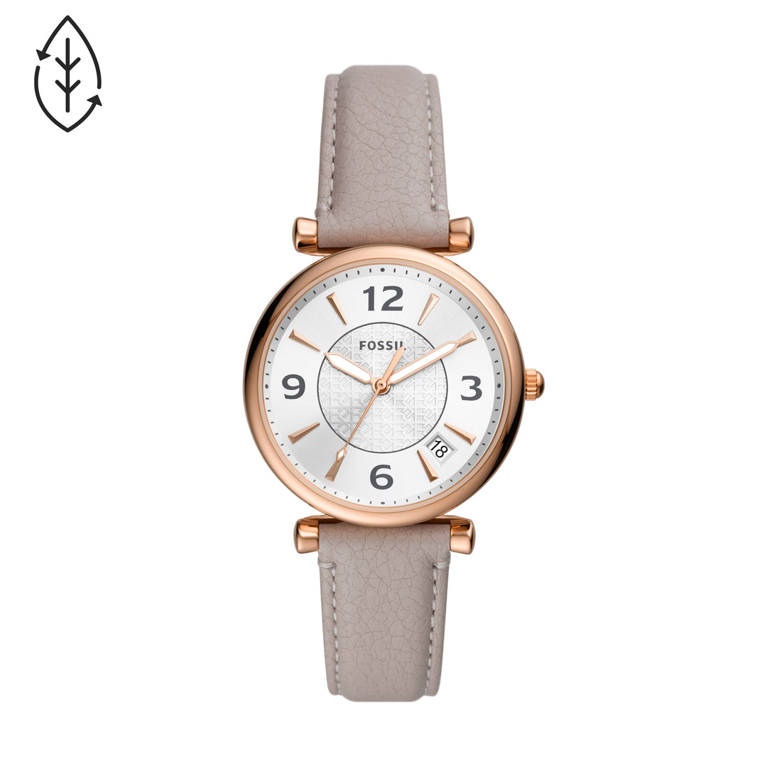 Fossil Carlie Three-Hand Date Gray Eco Leather Women's Watch - ES5161