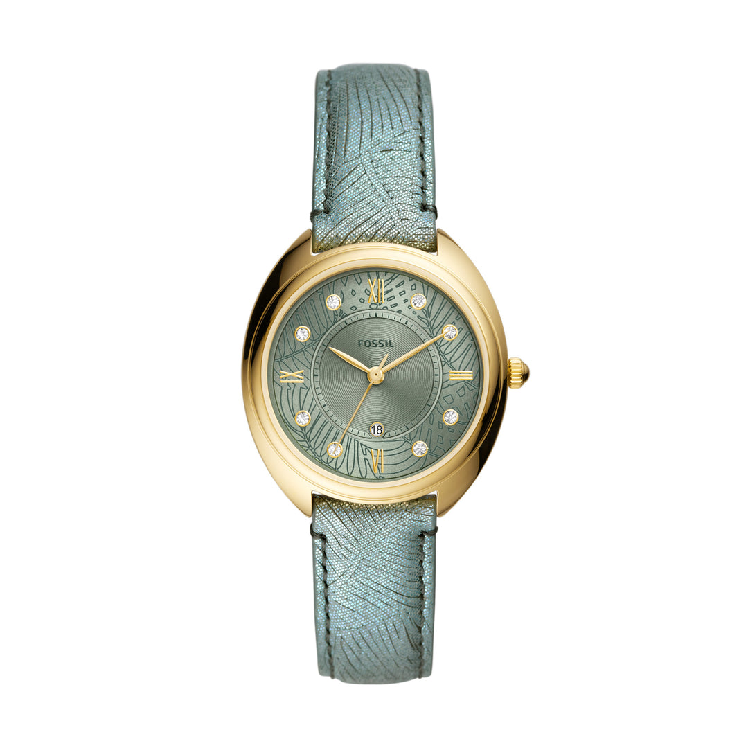 Fossil Gabby Three-Hand Date Green Leather Women's Watch - ES5163