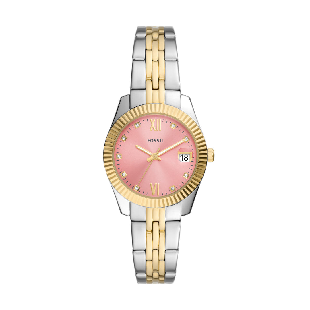 Fossil Scarlette Three-Hand Date Two-Tone Stainless Steel Women's Watch - ES5173