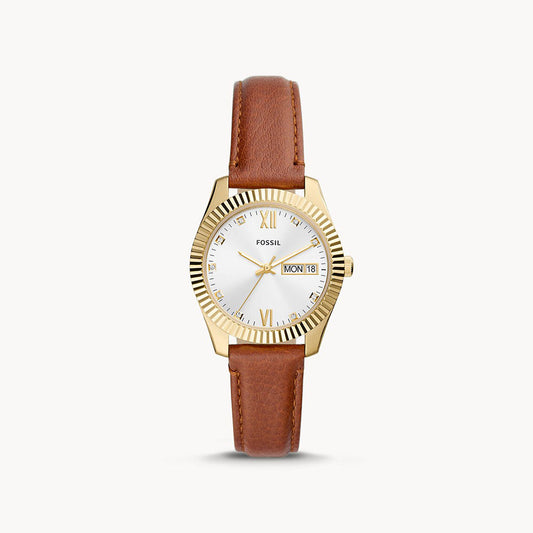 Fossil Scarlette Three-Hand Day-Date Tan Eco Leather Women's Watch