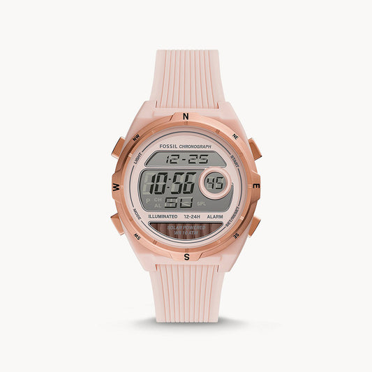 Fossil Everett Solar Powered Digital Pink Silicone Women's Watch