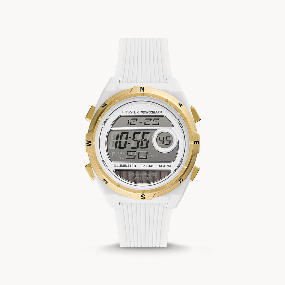 Fossil Everett Solar Powered Digital White Silicone Watch