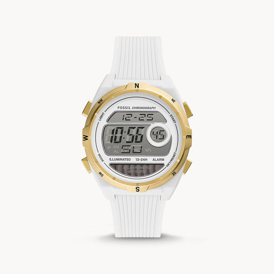 Fossil Everett Solar Powered Digital White Silicone Watch