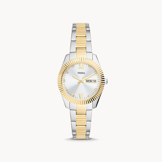 Fossil Scarlette Three-Hand Day-Date Two-Tone Stainless Steel Women's Watch