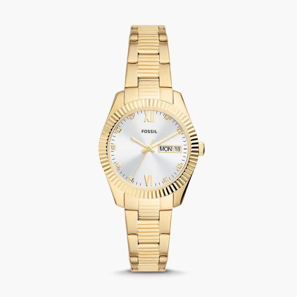 Fossil Scarlette Three-Hand Day-Date Gold-Tone Stainless Steel Women's Watch - ES5199