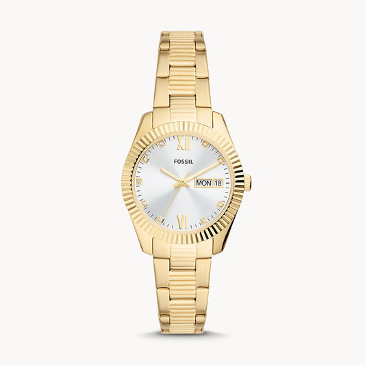 Fossil Scarlette Three-Hand Day-Date Gold-Tone Stainless Steel Women's Watch