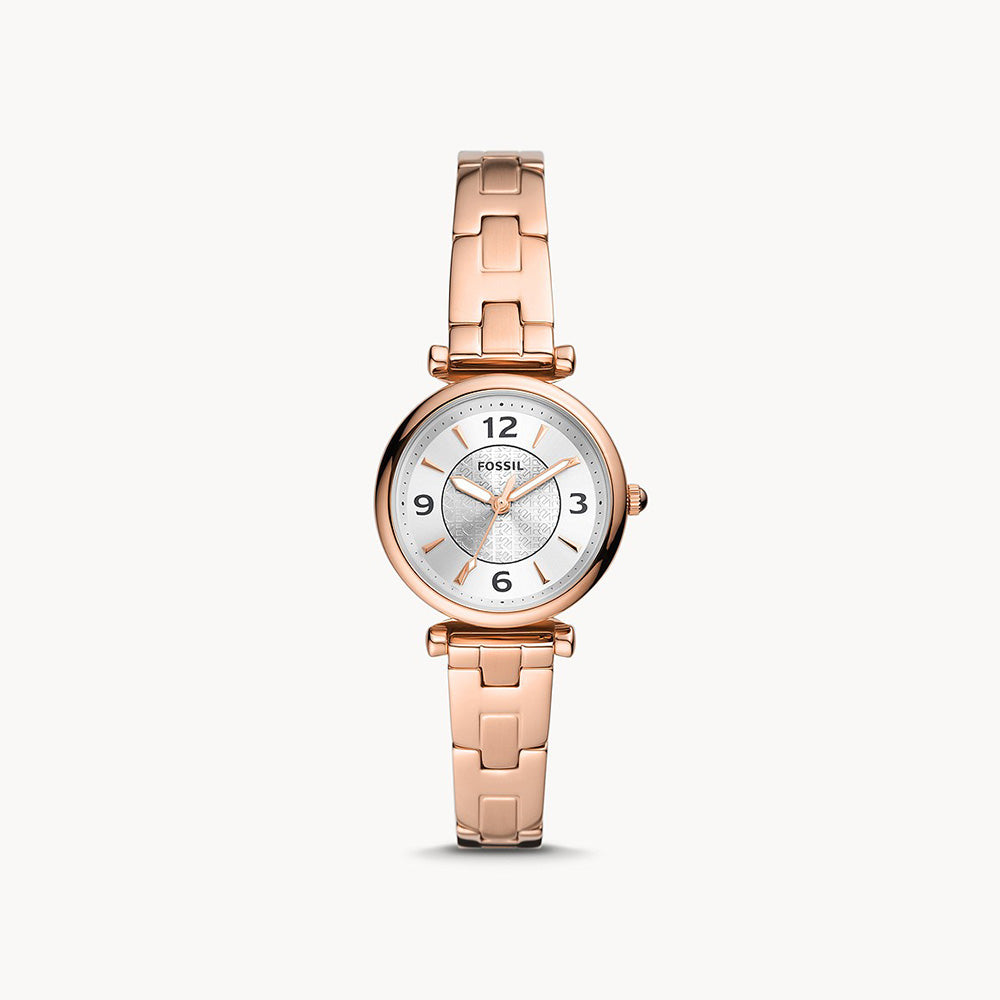 Fossil Carlie Three Hand Rose Gold Tone Stainless Steel Women's Watch - ES5202