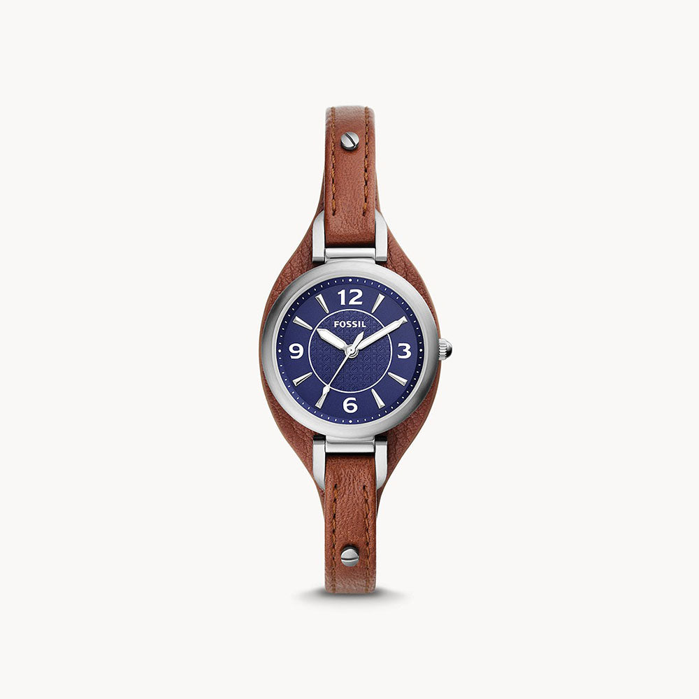 Fossil Carlie Three-Hand Brown Leather Women's Watch