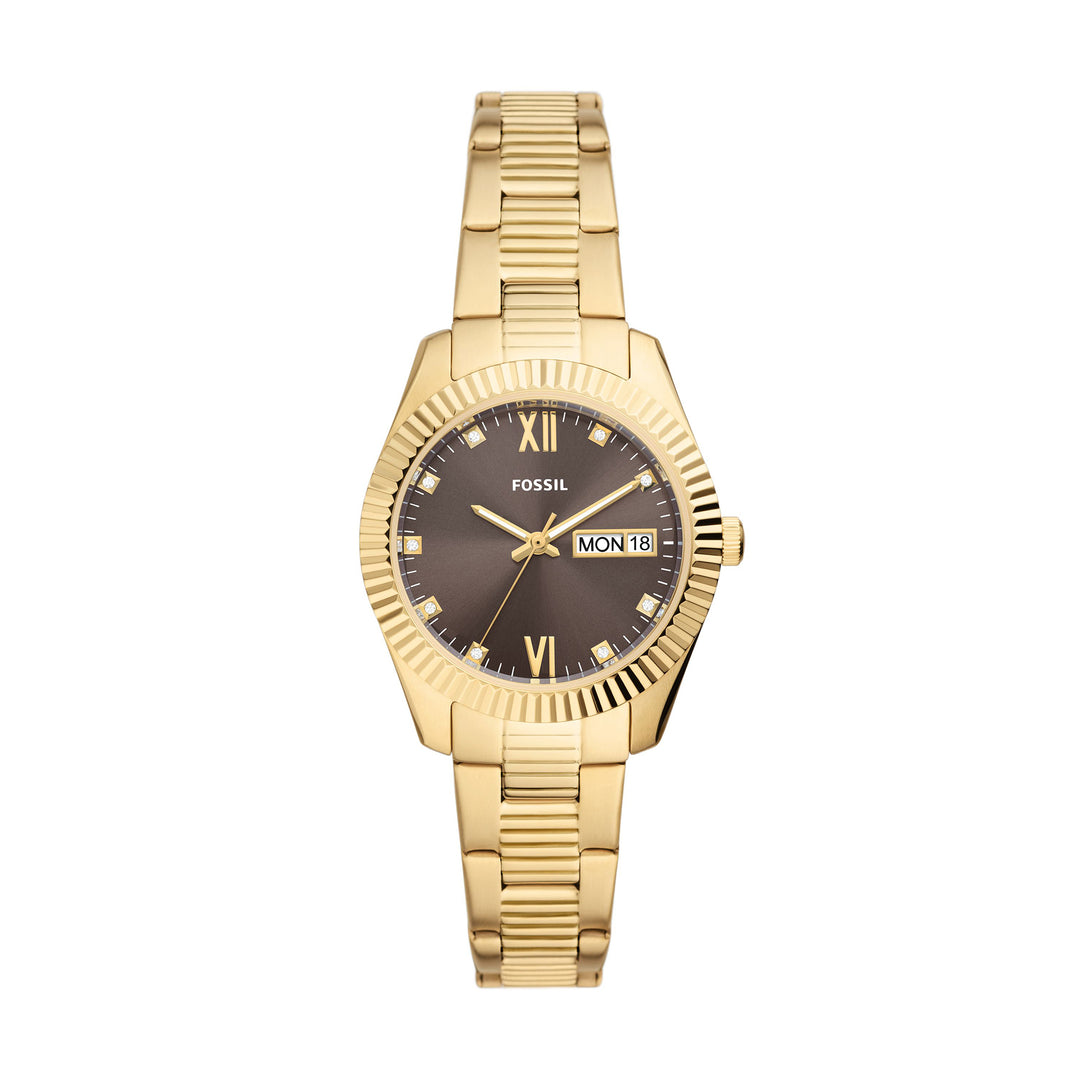 Fossil Scarlette Three-Hand Day-Date Gold-Tone Stainless Steel Women's Watch - ES5206